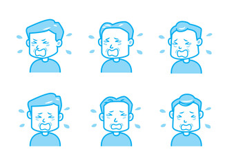 泣き顔の男性のイラストセット