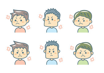 怒る男の子男性のイラストセット