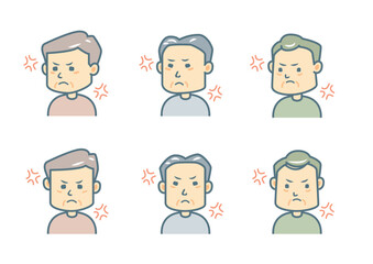 怒る男性のイラストセット
