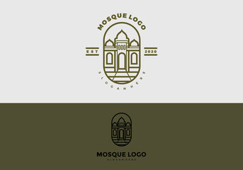 Line art logo design illustration a mosque 