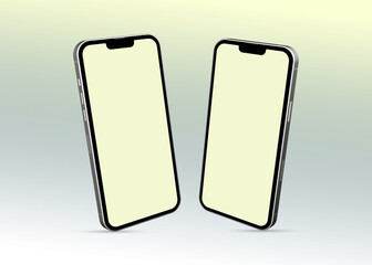 Modern and Realistic smartphone mockup. Device front view. 3D mobile phone with shadow. Realistic, high quality smartphone mockup for UI UX presentation. 