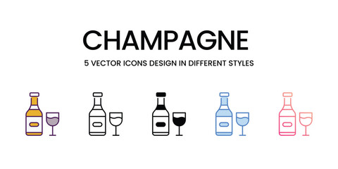 Champagne  Icons different style vector stock illustration