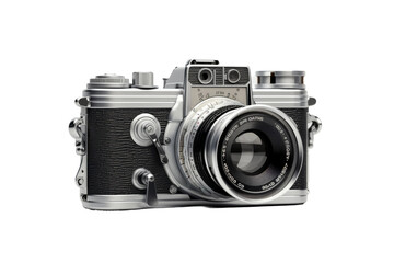 Fototapeta premium Capturing Memories: Vintage Camera on a Blank Canvas on a White or Clear Surface PNG Transparent Background.