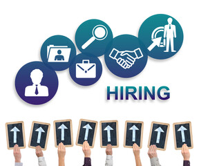 Hiring concept on a whiteboard