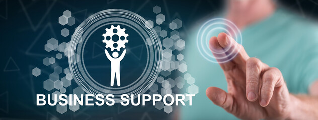 Man touching a business support concept