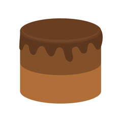 Cakes collection. Round shape mini bento cake. Delicious chocolate dessert, pastries, Birthday cake. Chocolate cream, ganache. Cute cartoon tasty food. Flat design. Isolated. White background. Vector