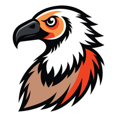 Solid color Bearded Vulture animal vector on white background