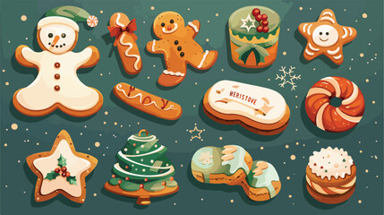 Cartoon homemade gingerbreads. Gingerbread biscuit