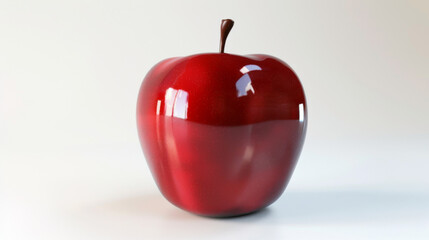 A shiny red apple with a brown stem