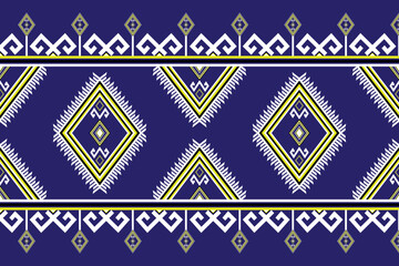 Blue Ikat fabric seamless pattern 