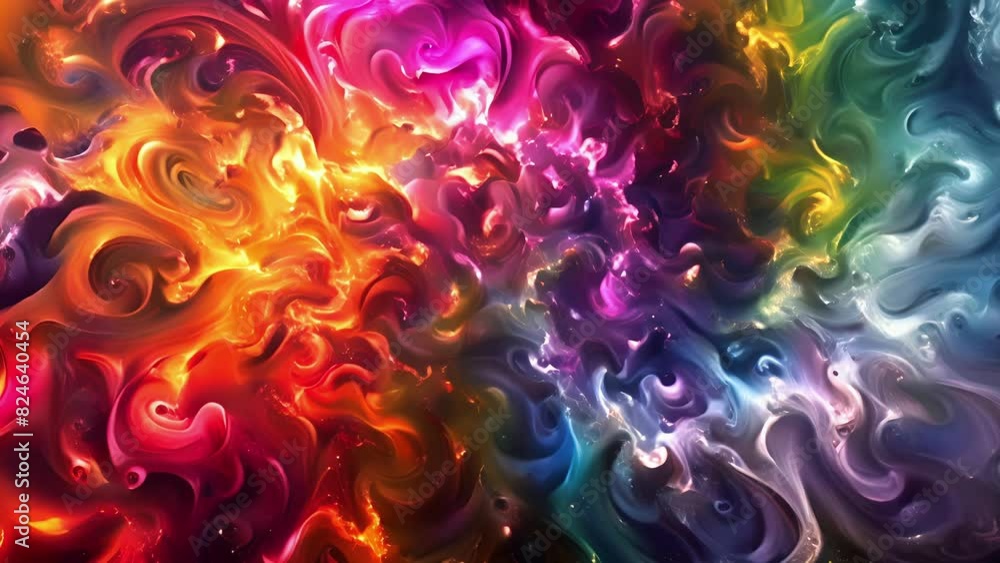 Poster a dynamic swirling vortex of shimmering colors symbolizing the constant formation and strengthening 