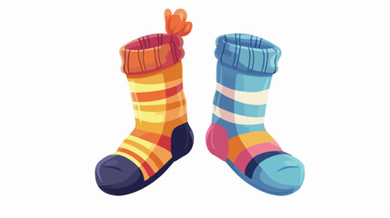 Cartoon woolen socks. Pair stripe children sockes win