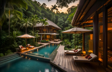 Tropical villa nestled in the middle of Rainforest with pool.