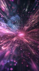 Fototapeta premium Abstract futuristic background with vibrant neon lights and dynamic motion, creating a sense of speed and energy in a cosmic digital space.