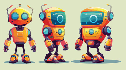Childish robots. Fun robot character for kids game tr