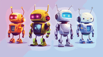 Childish robots. Fun robot character for kids game tr