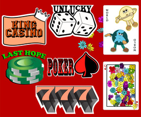 set casino  for stickers, labels and tags for your brand used in groceries, discounts and packaging
