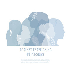 World Anti-Trafficking Day banner.Vector illustration with silhouettes of people.
