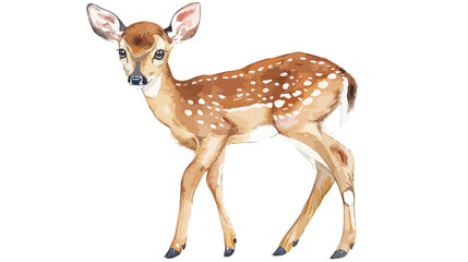Little Deer Baby Fawn Watercolor Isolated on White Background
