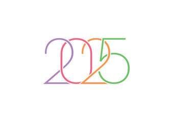 colorful 2025 logo on white background. slim 2025 concept