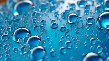 Crystal Clarity: Water Droplets on Blue"