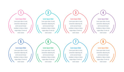 Infographic template for business, annual report, magazine, education world. vector infographic template. eight steps briefing template