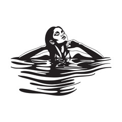 Woman Bathing in Swimming Pool Image Vector. Illustration of a Woman Bathing in Swimming Pool