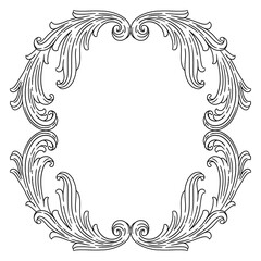 Floral frame in baroque style. Decorative curling plant.