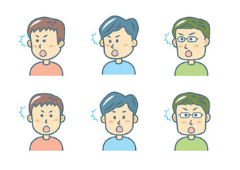 Fototapeta premium 驚く男性のイラストセット 