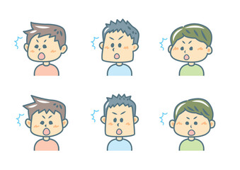 驚く男性のイラストセット
