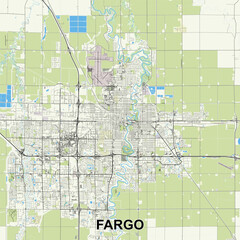 Fargo, North Dakota, United States map poster art