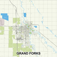 Grand Forks, North Dakota, United States map poster art