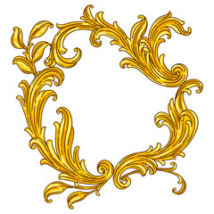 Floral frame in baroque style. Decorative curling plant.