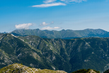Beautiful Carpathian mountains in Romania - Retezat mountains from Cadea Oslei hill in Valcan mountains