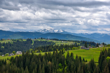 Picturesque mountain landscape. View of Mount Hoverla. Ukraine Carpathian mountains.