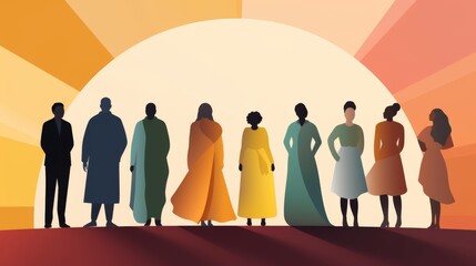 group of people illustration, head silhouette of men and women