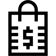 Obraz premium Vector Icon bag, shopping bag, dollar, sell, sale