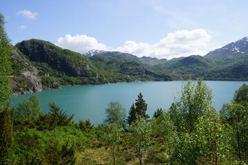 lake and mountains