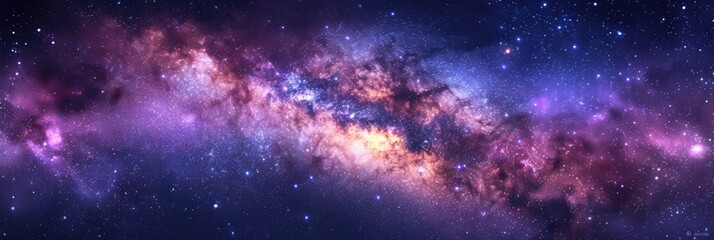 Space. Panoramic View of Milky Way Galaxy with Stars and Cosmic Dust in the Universe