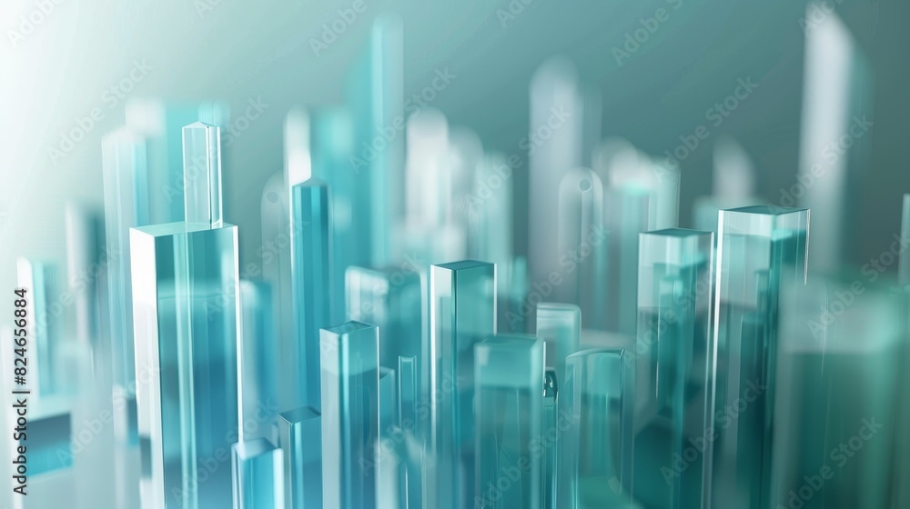 Poster a frosted glass chart is a graph of abstract financial data.