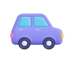Car model. Side view. Transport, sport and race concept. 3d vector icon. Cartoon minimal style.