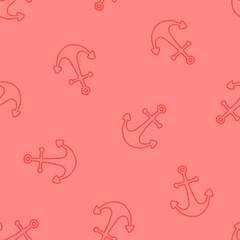 Pink seamless pattern with outline anchors