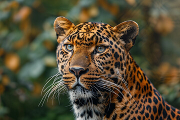 Obraz premium A close up of a leopard's face with its eyes open and staring