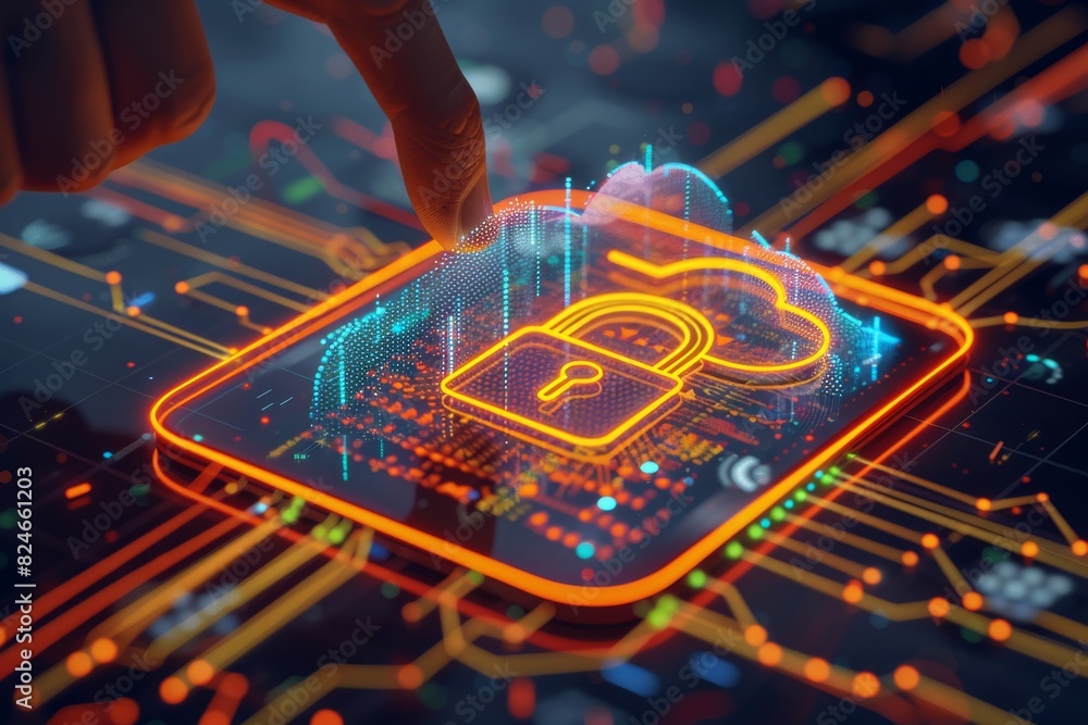 Aufkleber interactive cloud network with digital security locks