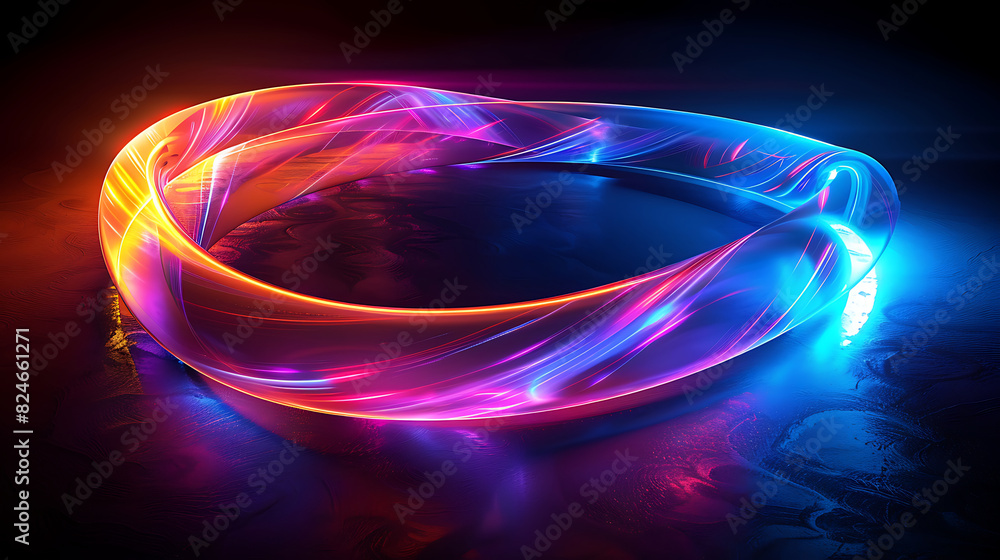 Canvas Prints abstract background with glowing spiral neon ring lights