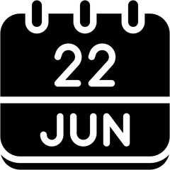 Vector Icon Calendar, june, twenty two, 22, calendar date, monthly calendar, time and date, month, schedule