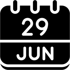 Vector Icon Calendar, june, twenty nine, 29, calendar date, monthly calendar, time and date, month, schedule