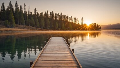 Beautiful morning sunrise at a lake.