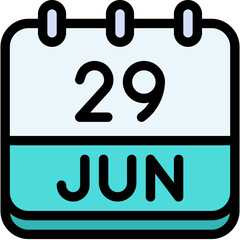 Vector Icon Calendar, june, twenty nine, 29, calendar date, monthly calendar, time and date, month, schedule