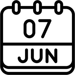 Vector Icon Calendar, june, Seven, 7, calendar date, monthly calendar, time and date, month, schedule